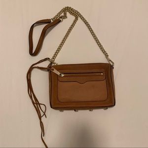Rebecca Minkoff Avery Brown Crossbody Bag with Gold Chain